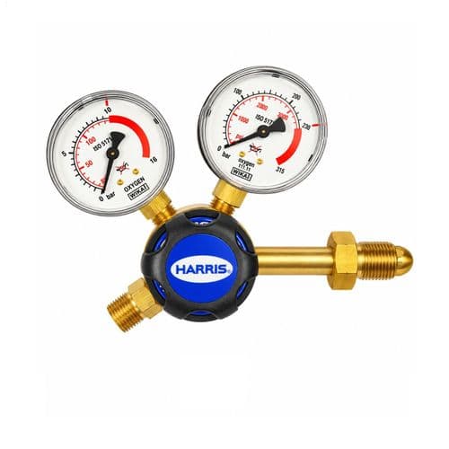 Harris 801B Single Stage Two Gauge Side Entry Oxygen 10Bar Regulator