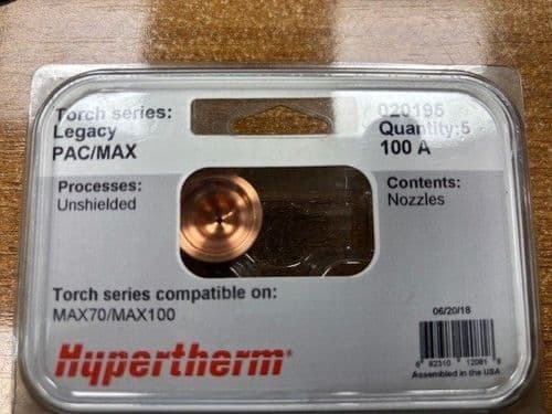 Hypertherm 020195 Max100/Pac130 100A Nozzles, Pack of 5