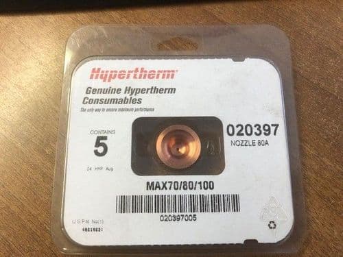 Hypertherm 020397 Max100 80A Nozzle, Shielded, Pack of 5