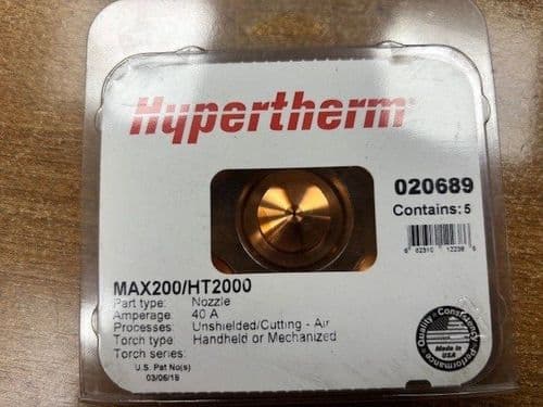 Hypertherm 020689 Max200 40A nozzles, Pack of 5