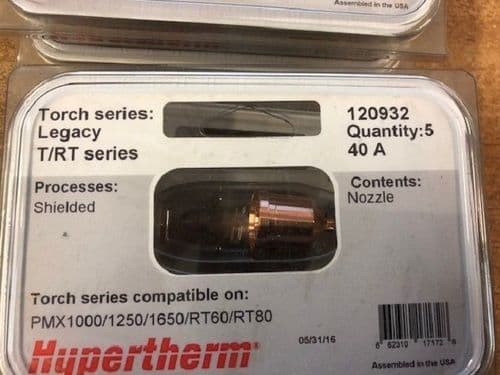 Hypertherm 120932 Max1250 40A Nozzle, Pack of 5