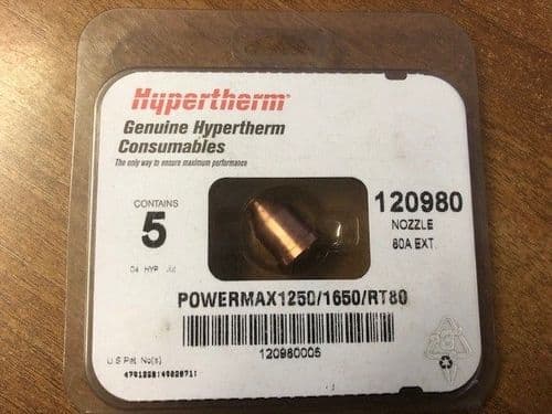 Hypertherm 120980 Max1250 80A Extended Nozzles, Pack of 5