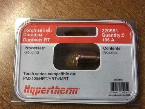 Hypertherm 220991 105A Duramax gouging nozzle, pack of 5