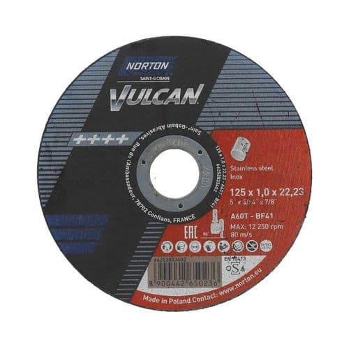 Norton Vulcan 125x1x22mm Slitting Discs