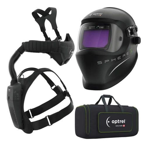 Optrel SphereX 2.5 Welding Helmet & Swiss Air PAPR Air Fed Halfmask System , Ready to weld Package