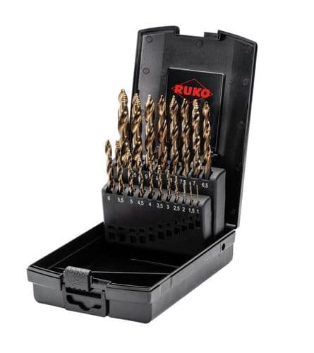 RUKO 259214ERO Ultimate Cut Twist Drill Set FLOWSTEP HSSE-Co 19pcs set 1.0-10.0mm