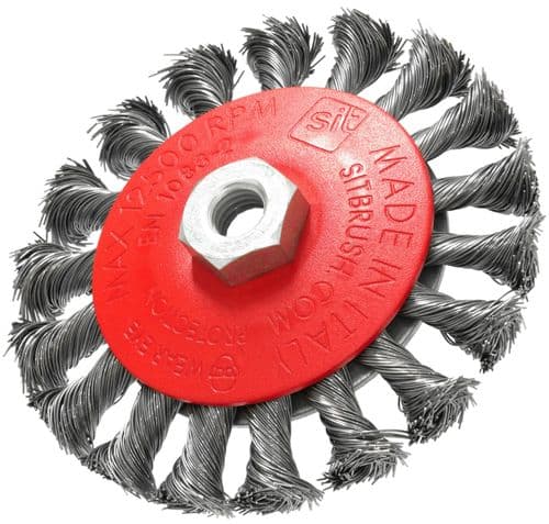 SIT 95mm X M10 Bevel Mild Steel Twist Knot Wheel Brush 0312