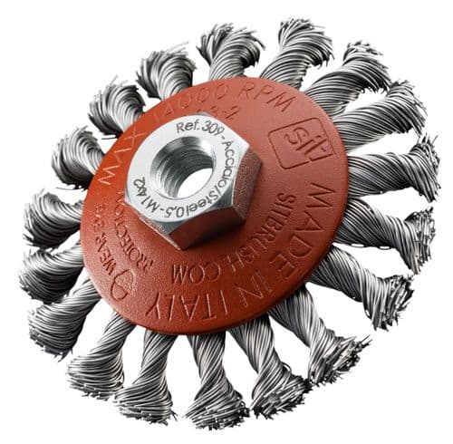 SIT 95mm X M14 Bevel Mild Steel Twist Knot Wheel Brush 0308