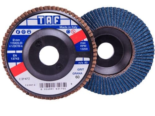 TAF CIP47Z Zirconium Flap Discs 115mm 60 Grit