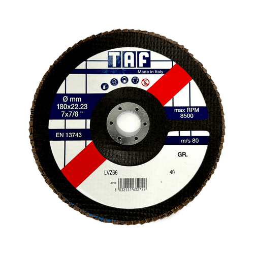 TAF LVZ66 Zirconium Oxide Flap Discs 180mm x 40Grit