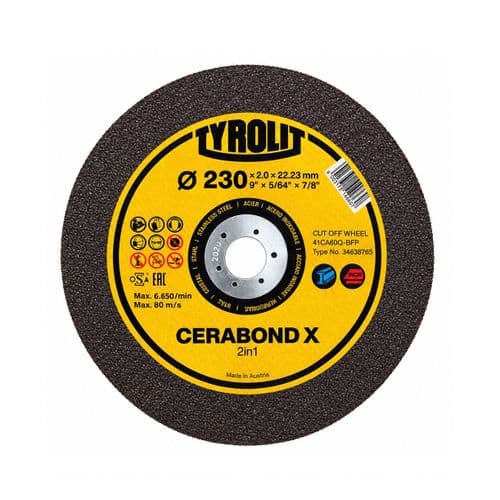 Tyrolit 230mm x 2.0mm CERABOND X cut-off wheel
