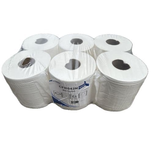 White Roll Centre Feed 2 Ply - 6 Pack