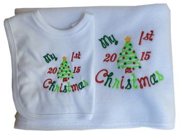 1st Christmas Baby Blanket and Bib Set