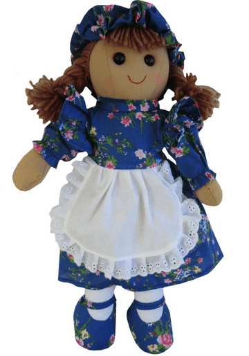 Blue Flower Dress/Apron Rag Doll