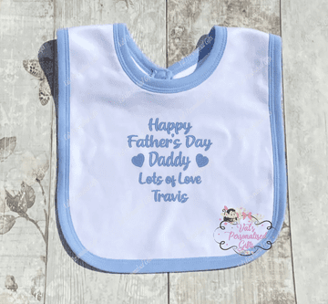 Embroidered Personalised Happy Father's Day Bib