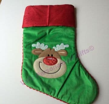 Green Reindeer Christmas Stocking