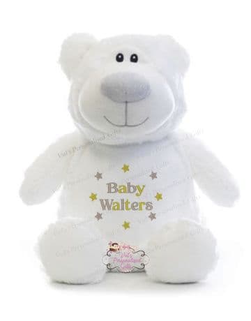 Personalised Bear White Cubby Grey Nose