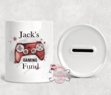 Personalised Gaming Fund Money box Red