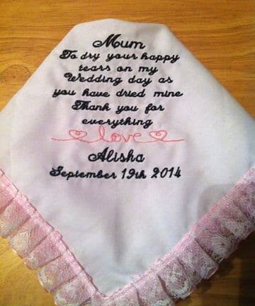 Personalised wedding handkerchief