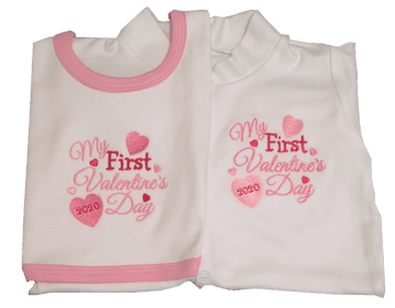 Valentines Baby Grow and Bib - My first valentines day