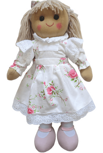 White Rose Dress Rag Doll