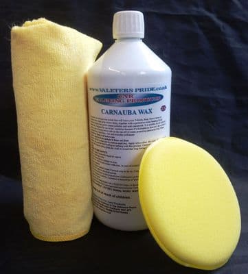 1L High Shine A Protective Non Dusting Mirror Finish Car Wax Cloth & Sponge Set