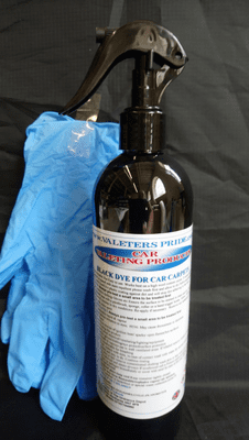 500ml Black dye with vinyl gloves for dying car carpets and rubber