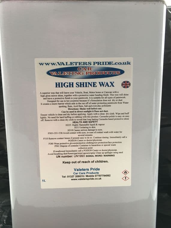 5L High Shine A non dusting long lasting protective car wax