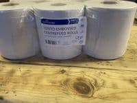 6 X White 2 Ply Paper Centrefeed Rolls 150m x 185mm