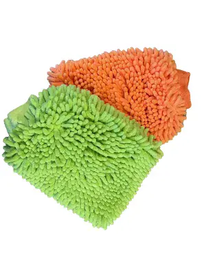 Car MicroFibre  Wash Mitt - Green/ Orange