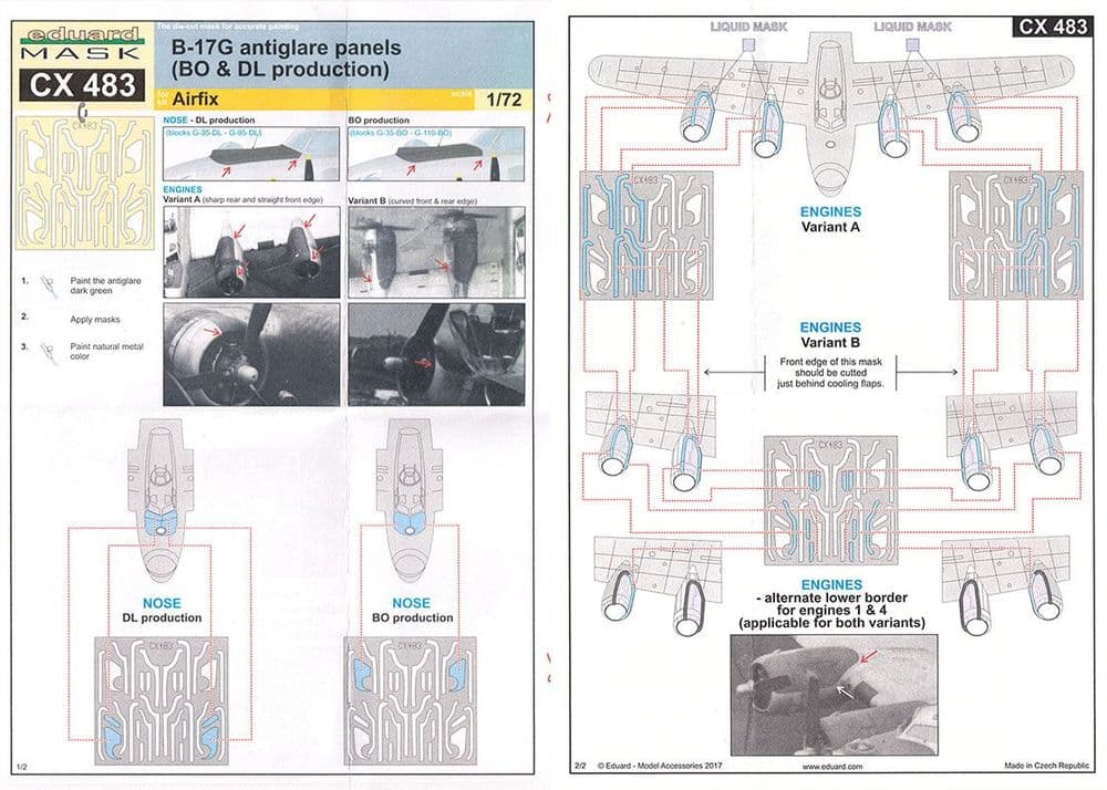 Boeing B-17G Anti-Glare Panels BO & DL Production Masks
