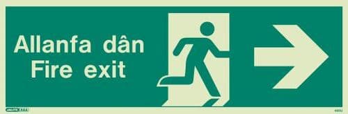 (480UR) Jalite Welsh Fire Exit Progress Right Sign Allanfa Dan right sign