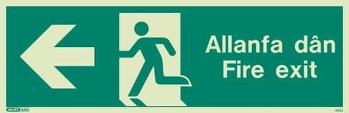 (483UR) Jalite Welsh Fire Exit Progress Left Sign Allanfa Dan left sign