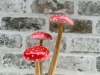 16cm Fly Agaric Red White Cap 3 Mushroom Root Wooden Ornament Sculpture