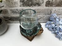 16cm Mini Goldfish Nuts Fruit Bowl – Molten Glass on Wooden Teak Root Handmade