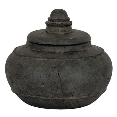 18cm Aged Black Dusk Ginger Storage Jar Pot Ornament Shelf Sitter Vase