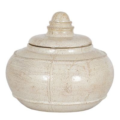 18cm Aged Cream Dusk Ginger Storage Jar Pot Ornament Shelf Sitter Vase