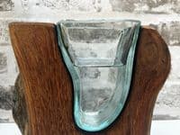 18cm Molten Glass Wedge Vase on Wooden Teak Root Flower Holder