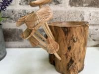 18cm Tealight / Incense Holder w/ Mushrooms Hand Carved Wooden Root Ornament