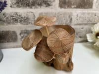 18cm Tealight / Incense Holder w/ Mushrooms Hand Carved Wooden Root Ornament