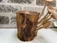 18cm Tealight / Incense Holder w/ Mushrooms Hand Carved Wooden Root Ornament