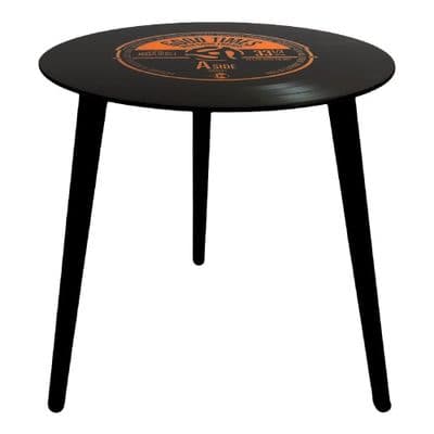1970's Style Vinyl Record Style Funky Retro Side Table 40cm - Glass & Metal