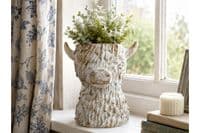 19cm Cute Highland Cow Head Planter Plant Pot Ornament Cream Gold