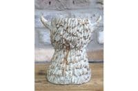 19cm Cute Highland Cow Head Planter Plant Pot Ornament Cream Gold