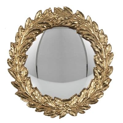 19cm Ornate Gold Convex Porthole Wall Mirror - Wall Art Decoration Gift