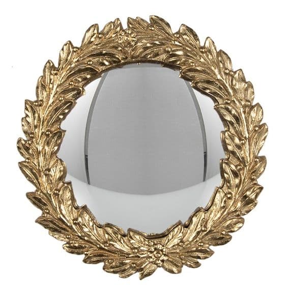 19cm Ornate Gold Convex Porthole Wall Mirror - Wall Art Decoration Gift