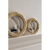 19cm Ornate Gold Convex Porthole Wall Mirror - Wall Art Decoration Gift