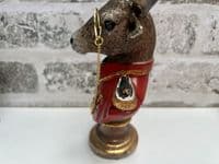 19cm Red Gentleman Suited Stag Deer Bust Ornament Figurine Regal Statue