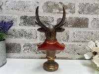 19cm Red Gentleman Suited Stag Deer Bust Ornament Figurine Regal Statue