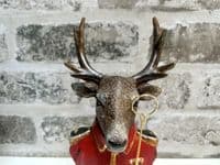 19cm Red Gentleman Suited Stag Deer Bust Ornament Figurine Regal Statue